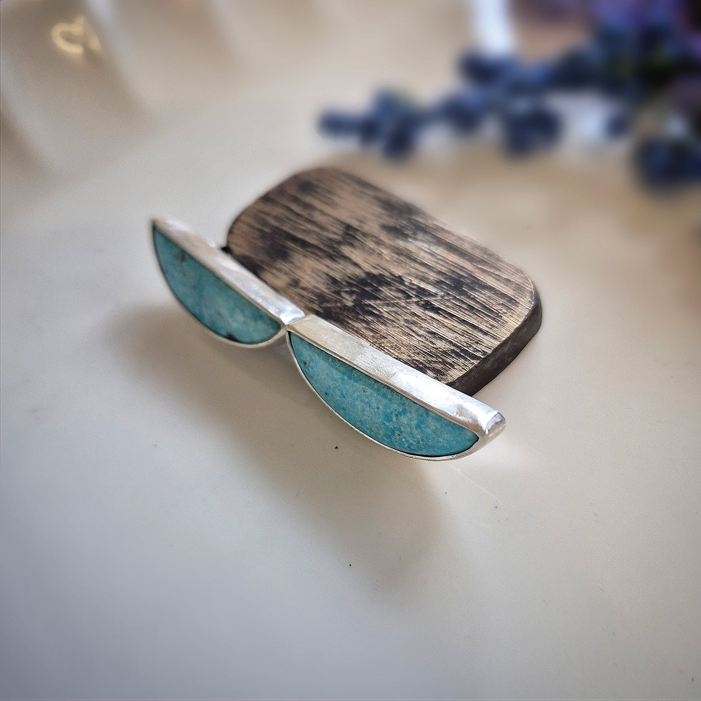 Prairie Blue Earrings – Long Crescent Sky Blue Turquoise Studs