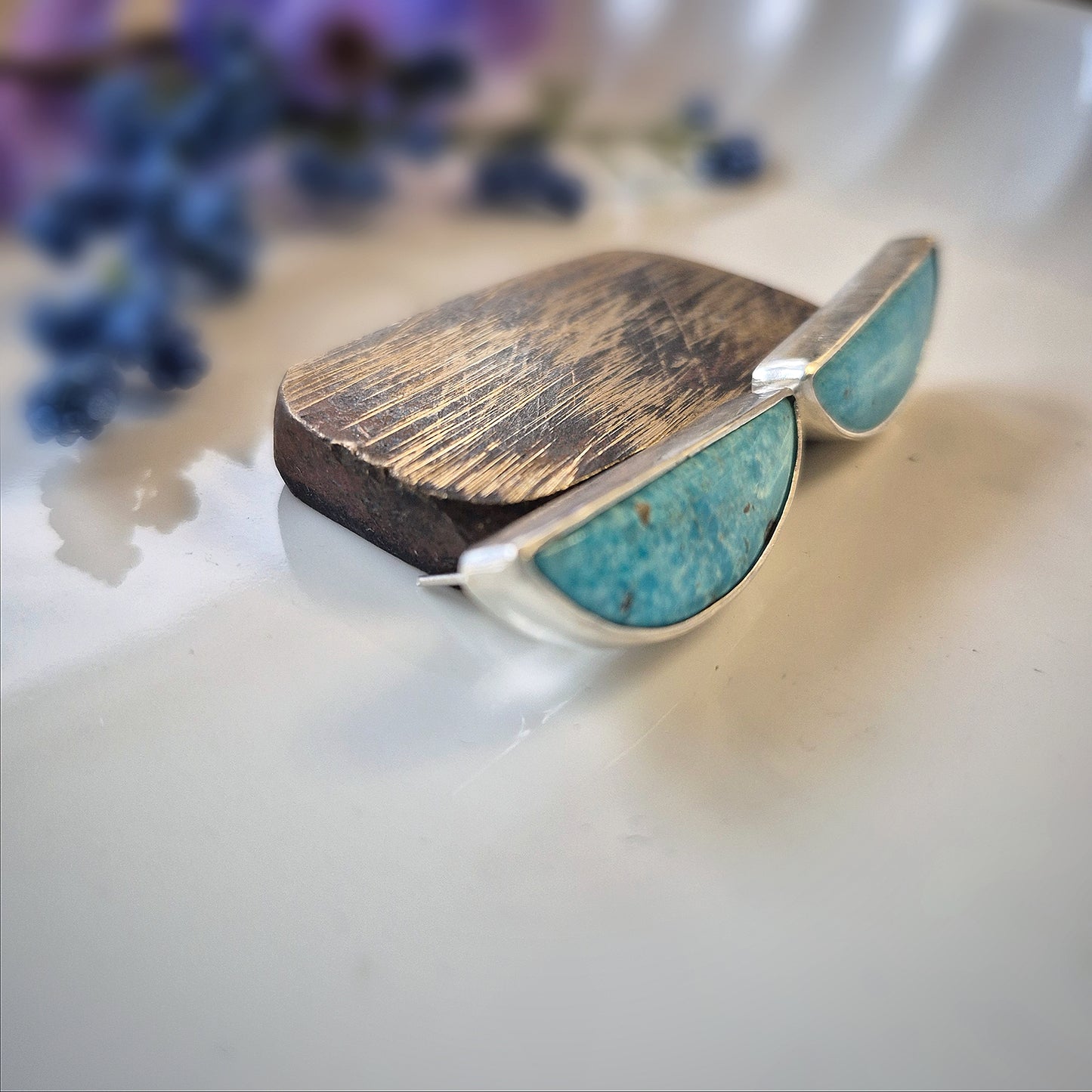 Prairie Blue Earrings – Long Crescent Sky Blue Turquoise Studs