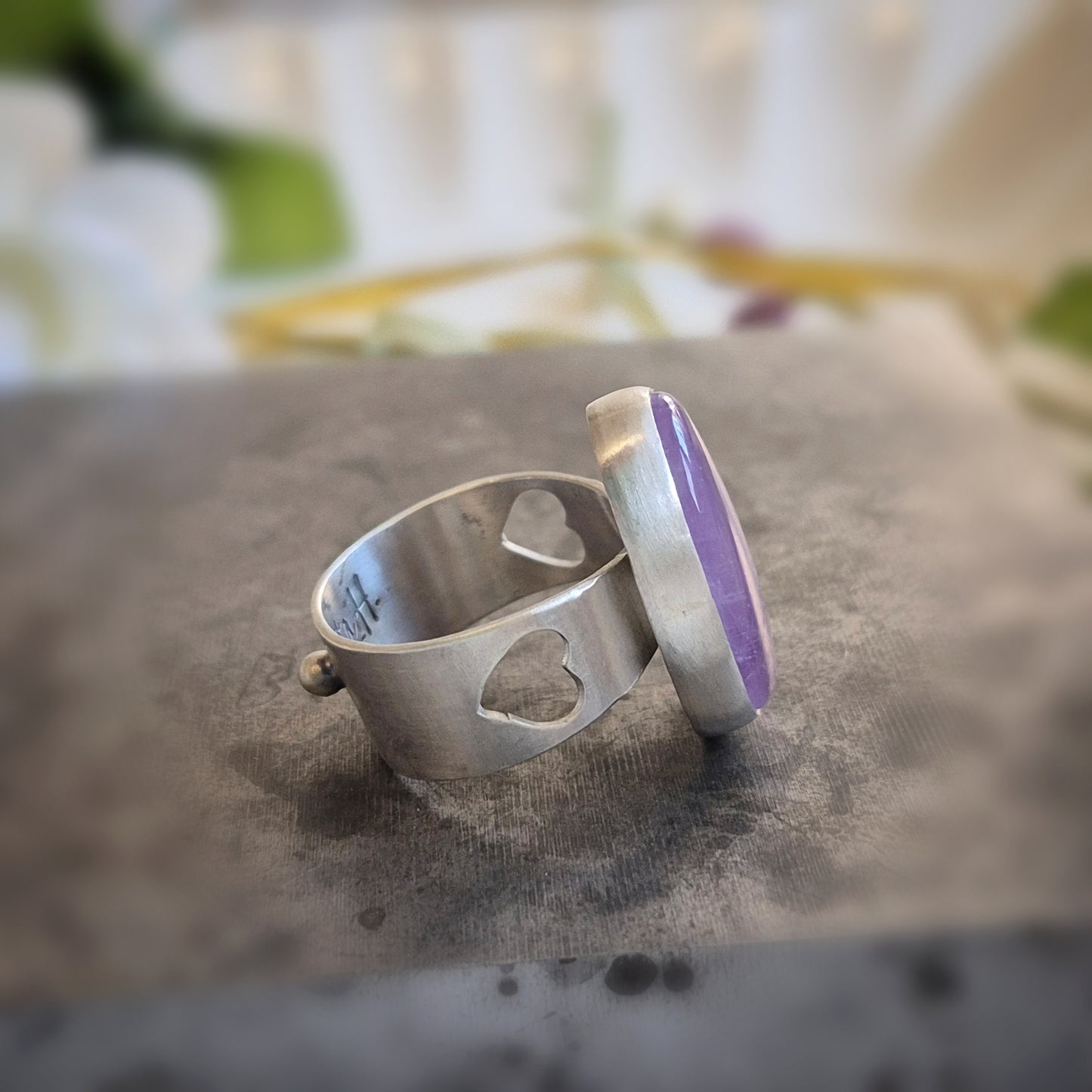 Night Orchard Ring — Sterling Silver Amethyst Ring - Wood Bison Metal