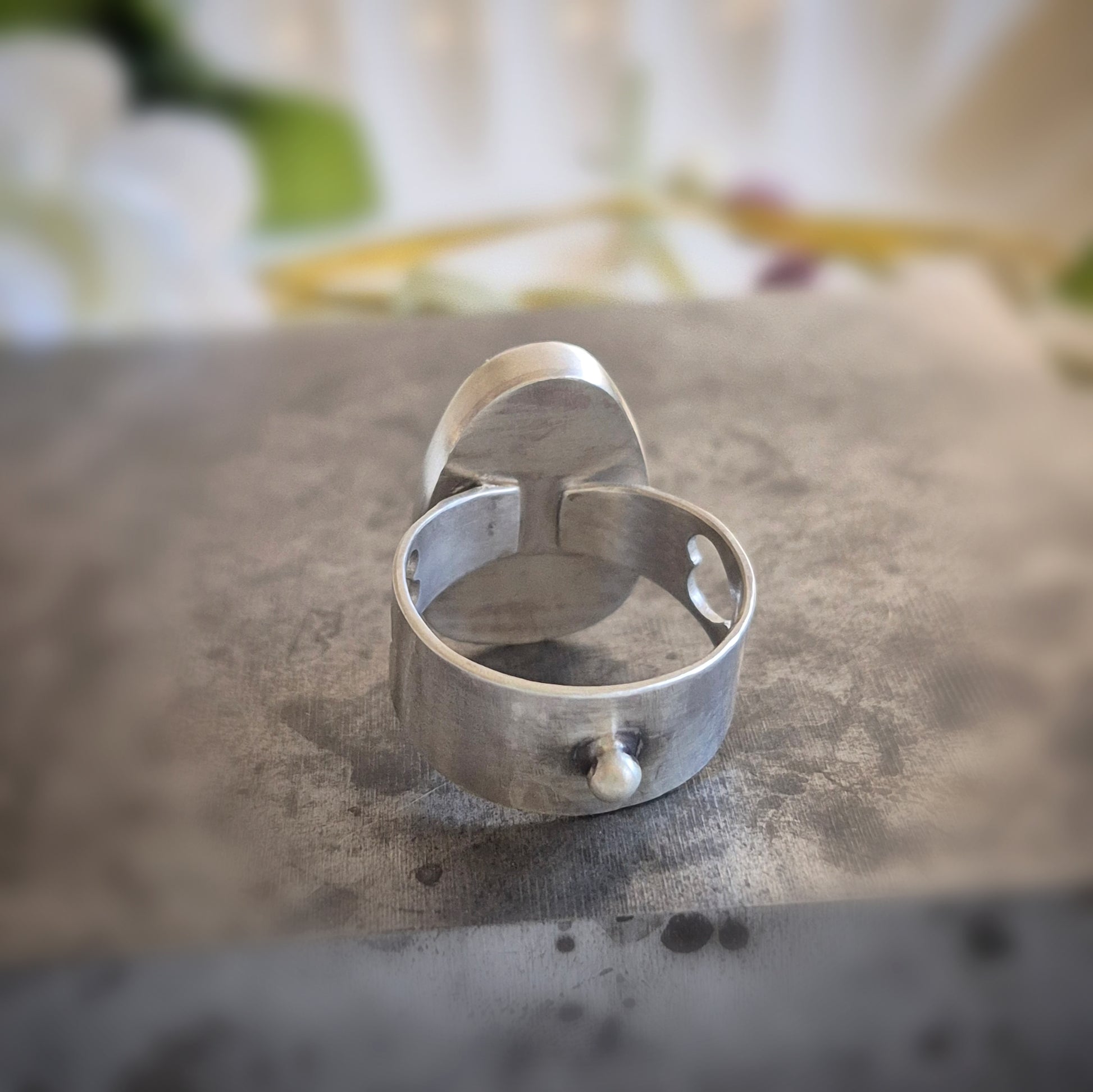 Night Orchard Ring — Sterling Silver Amethyst Ring - Wood Bison Metal