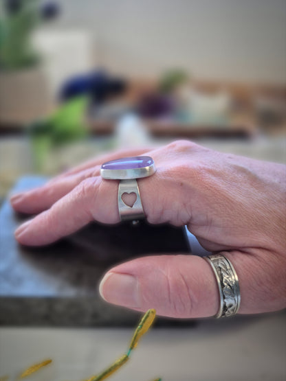 Night Orchard Ring — Sterling Silver Amethyst Ring - Wood Bison Metal