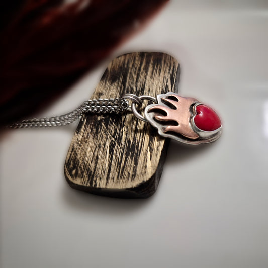 Sovereign Heart Flame Necklace 1 - Wood Bison Metal