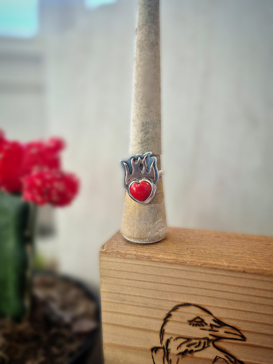 Sovereign Heart Flame Ring - Size 6 - Wood Bison Metal