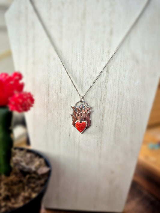 Sovereign Heart Pendant - The Eternal Flame - Wood Bison Metal