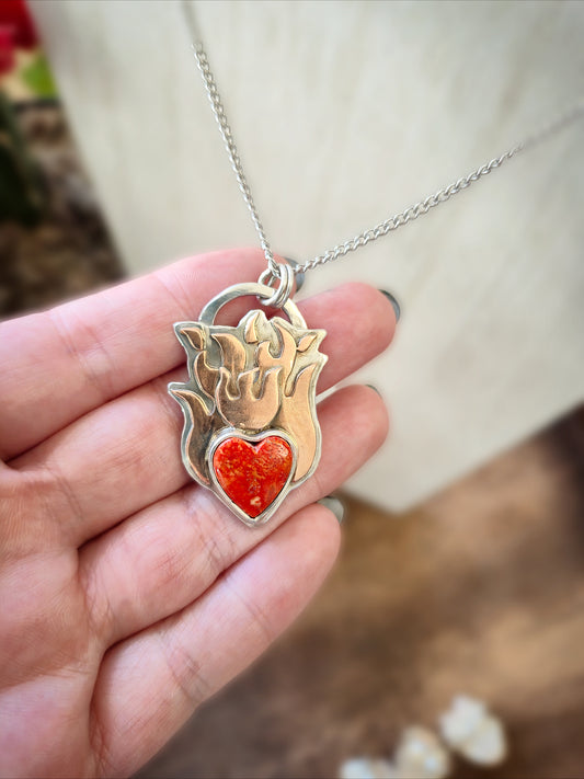 Sovereign Heart Pendant - The Eternal Flame - Wood Bison Metal