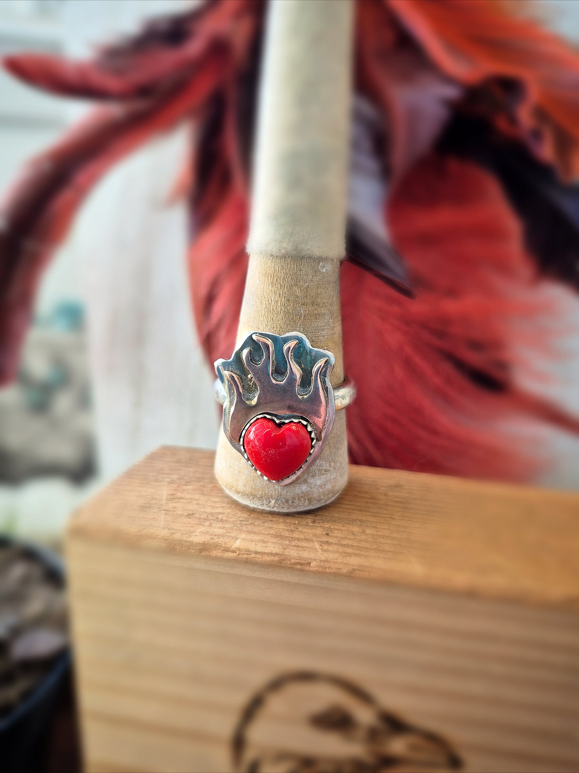 Sovereign Heart Flame Ring - Size 10 - Wood Bison Metal