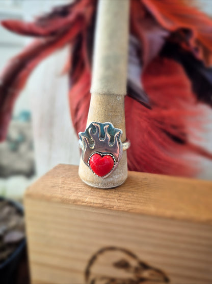 Sovereign Heart Flame Ring - Size 10 - Wood Bison Metal