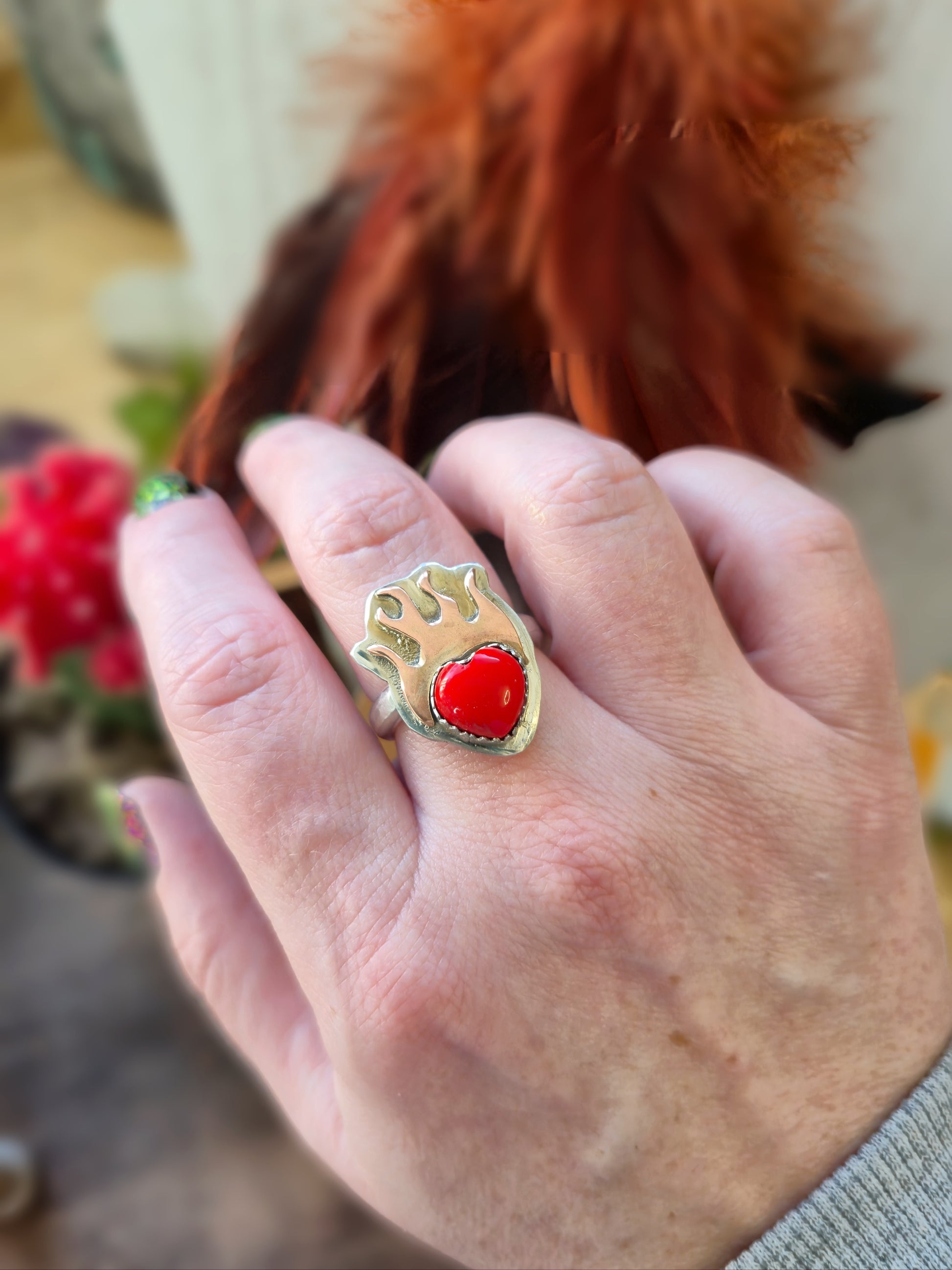 Sovereign Heart Flame Ring - Size 10 - Wood Bison Metal