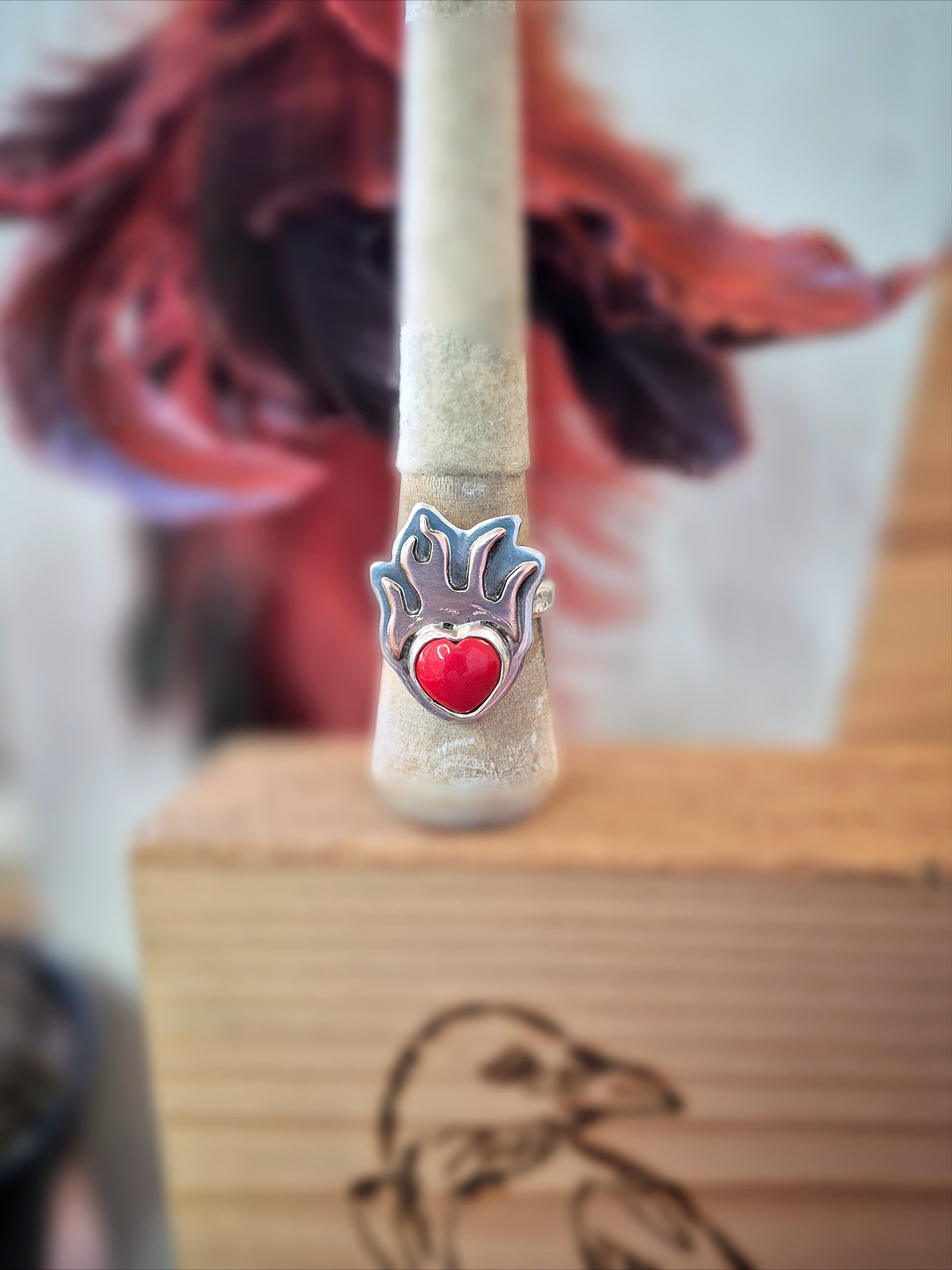 Sovereign Heart Flame Ring - Size 7.5 - Wood Bison Metal