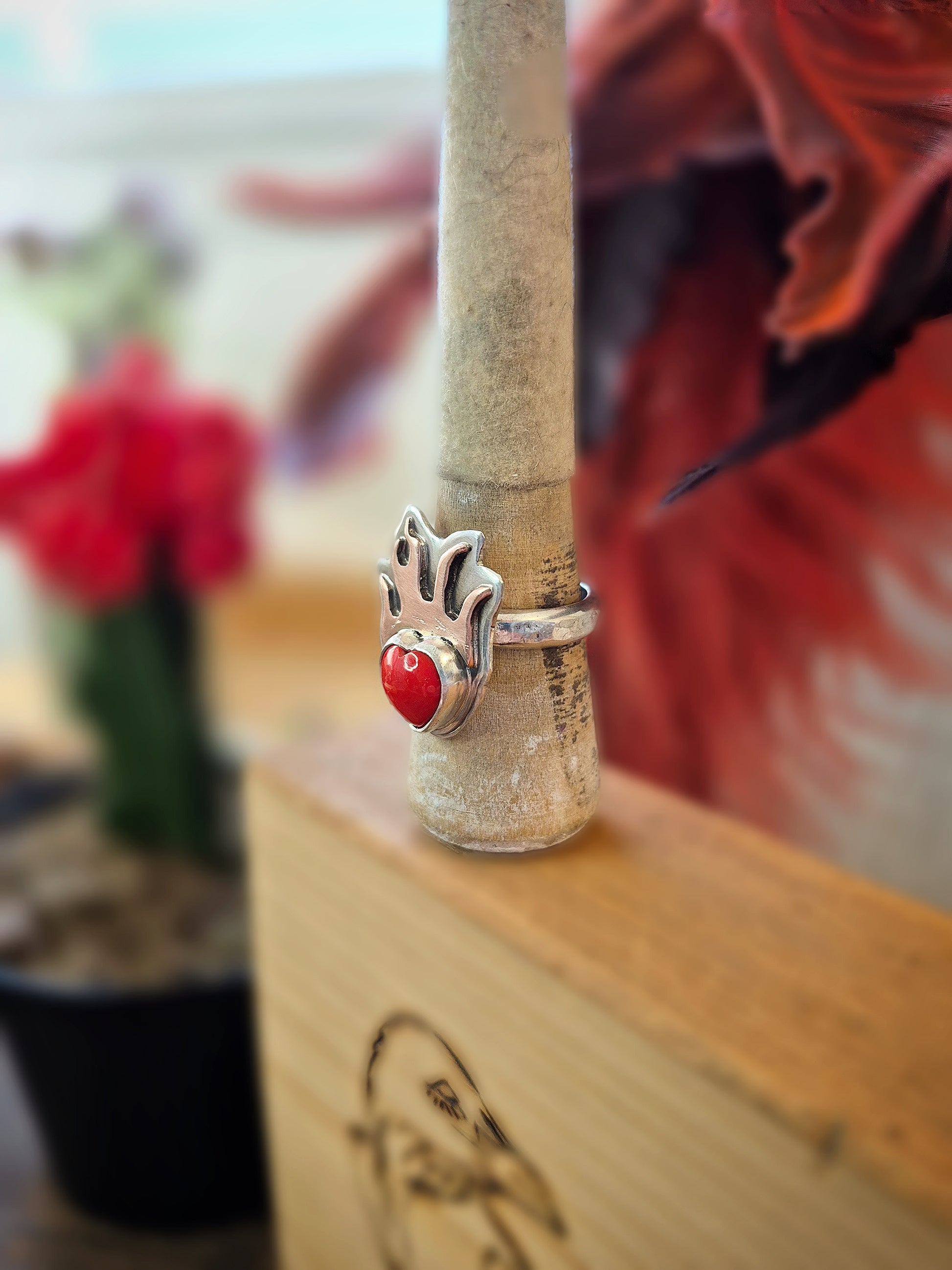 Sovereign Heart Flame Ring - Size 7.5 - Wood Bison Metal