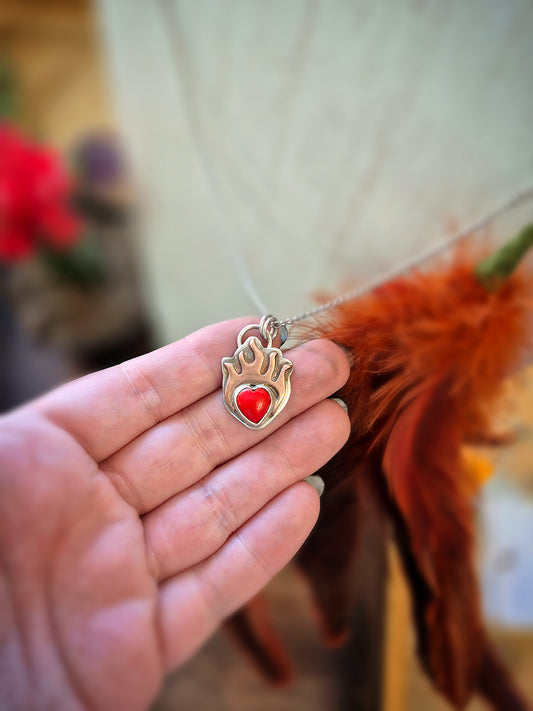 Sovereign Heart Flame Necklace 4 - Wood Bison Metal