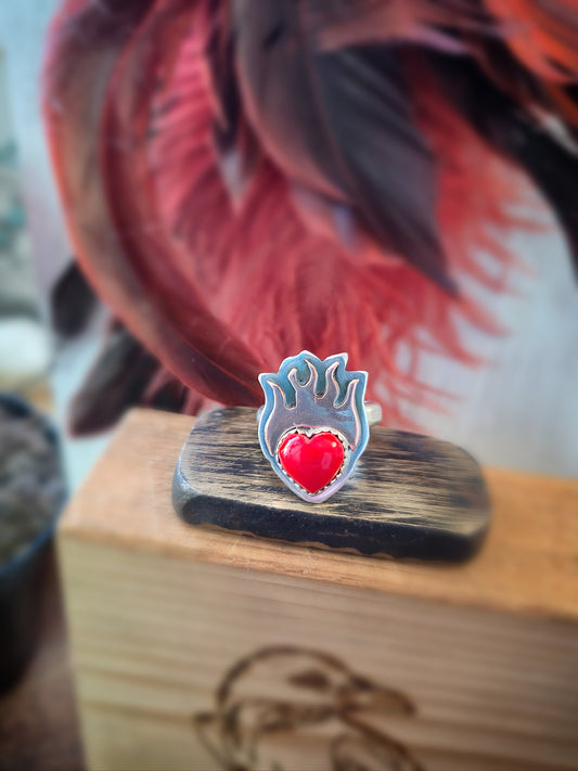 Sovereign Heart Flame Ring - Size 8 - Wood Bison Metal