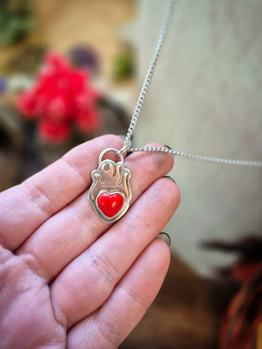 Sovereign Heart Flame Necklace 5 - Wood Bison Metal