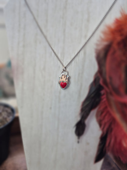 Sovereign Heart Flame Necklace 6 - Wood Bison Metal