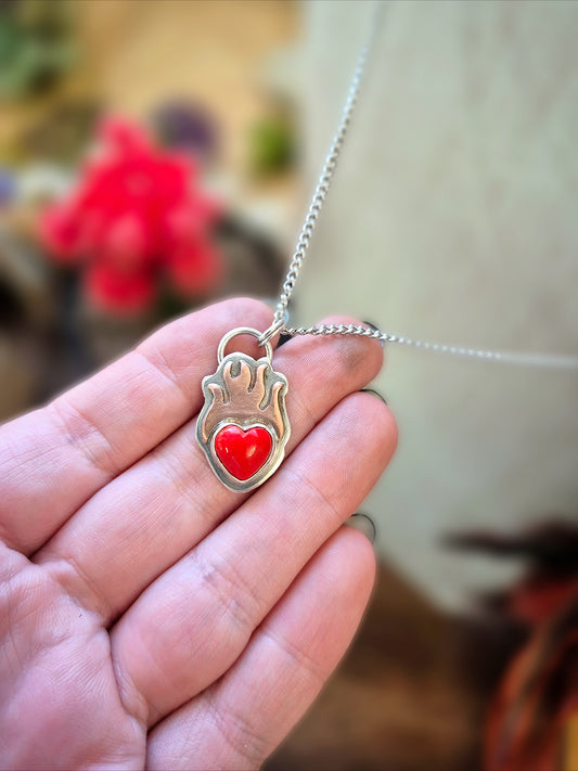 Sovereign Heart Flame Necklace 6 - Wood Bison Metal