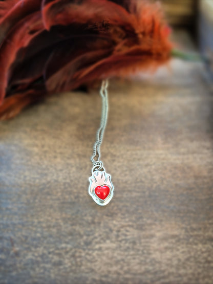 Sovereign Heart Flame Necklace 6 - Wood Bison Metal