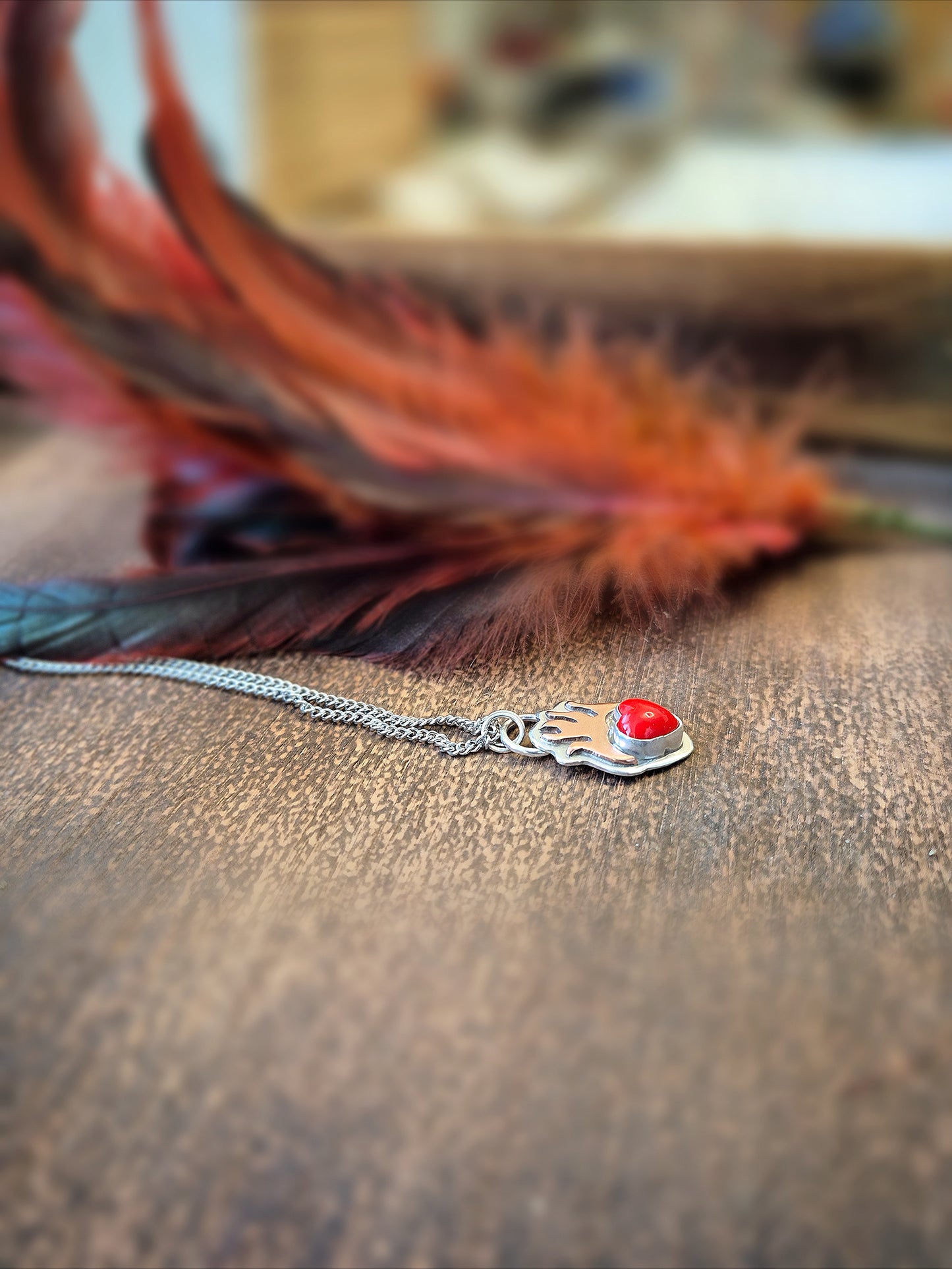 Sovereign Heart Flame Necklace 6 - Wood Bison Metal