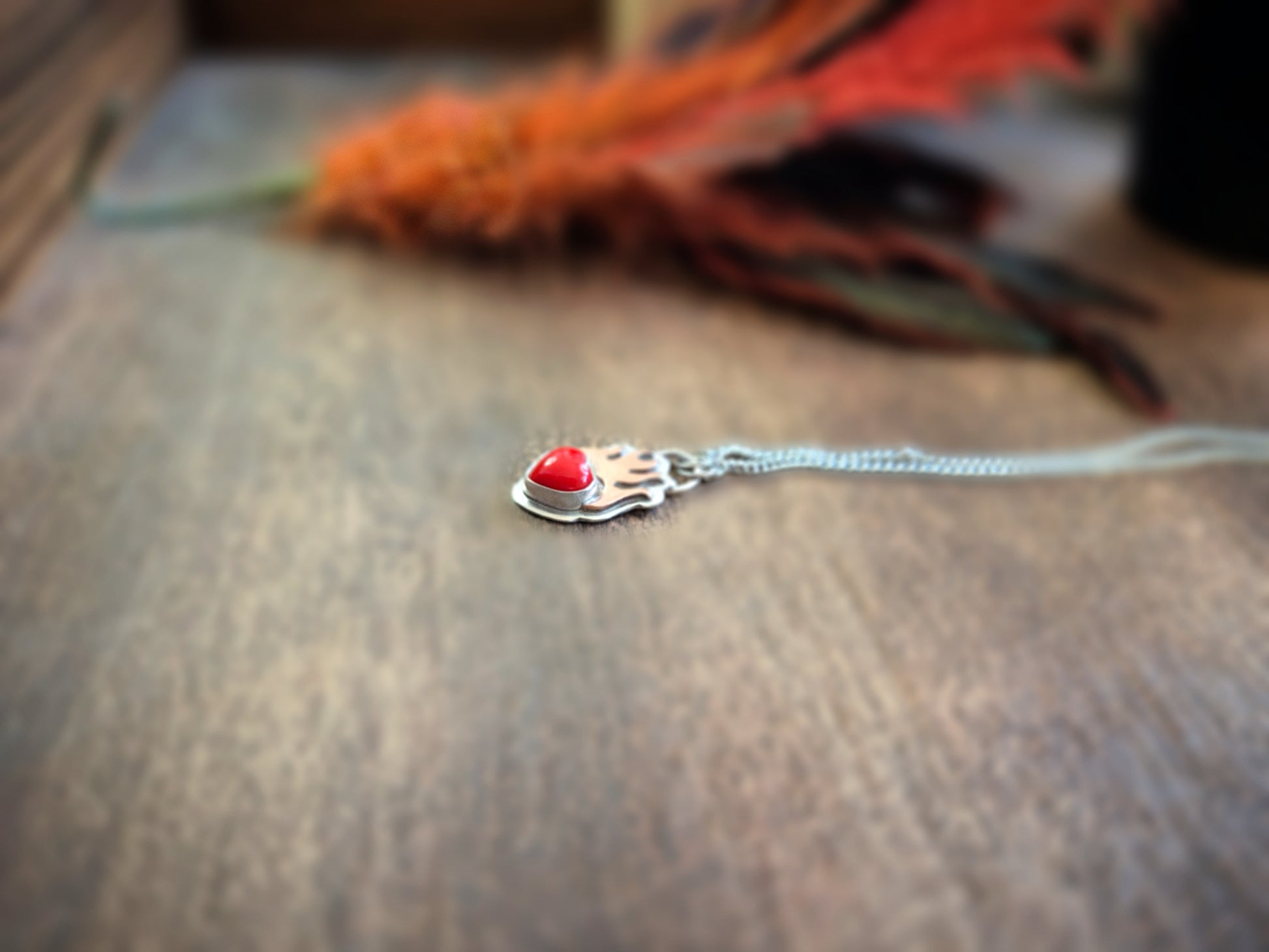 Sovereign Heart Flame Necklace 6 - Wood Bison Metal