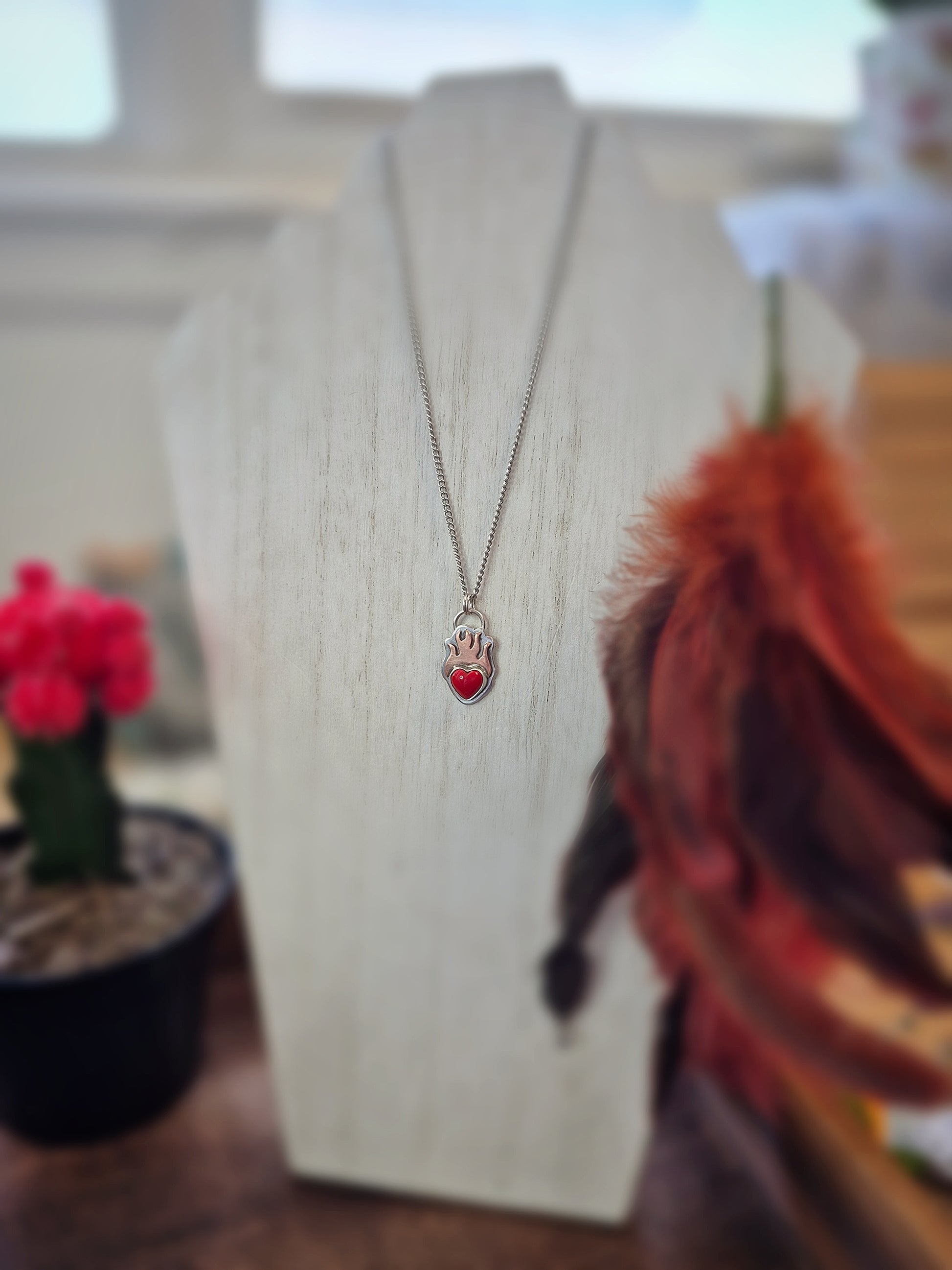 Sovereign Heart Flame Necklace 6 - Wood Bison Metal