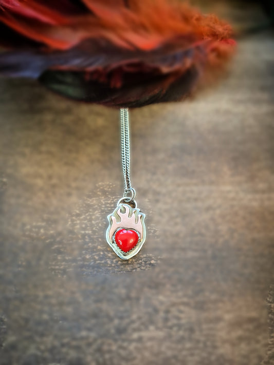 Sovereign Heart Flame Necklace 6 - Wood Bison Metal