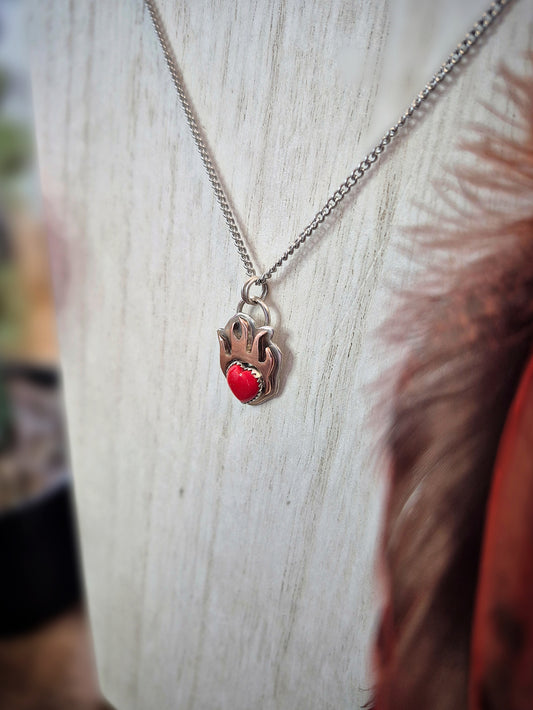 Sovereign Heart Flame Necklace 8 - Wood Bison Metal