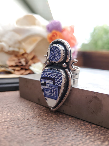 Broken Pieces Statement Ring Size 7 - Wood Bison Metal