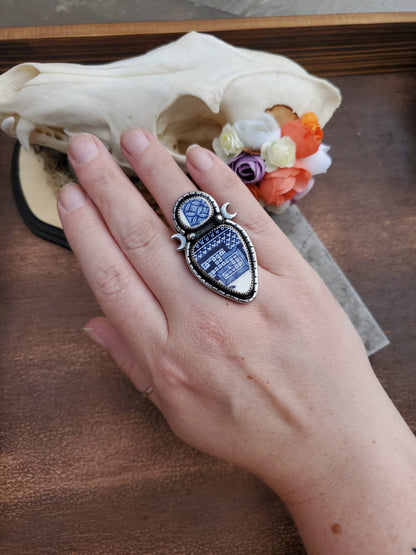 Broken Pieces Statement Ring Size 7 - Wood Bison Metal