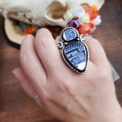 Broken Pieces Statement Ring Size 7 - Wood Bison Metal