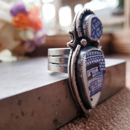 Broken Pieces Statement Ring Size 7 - Wood Bison Metal